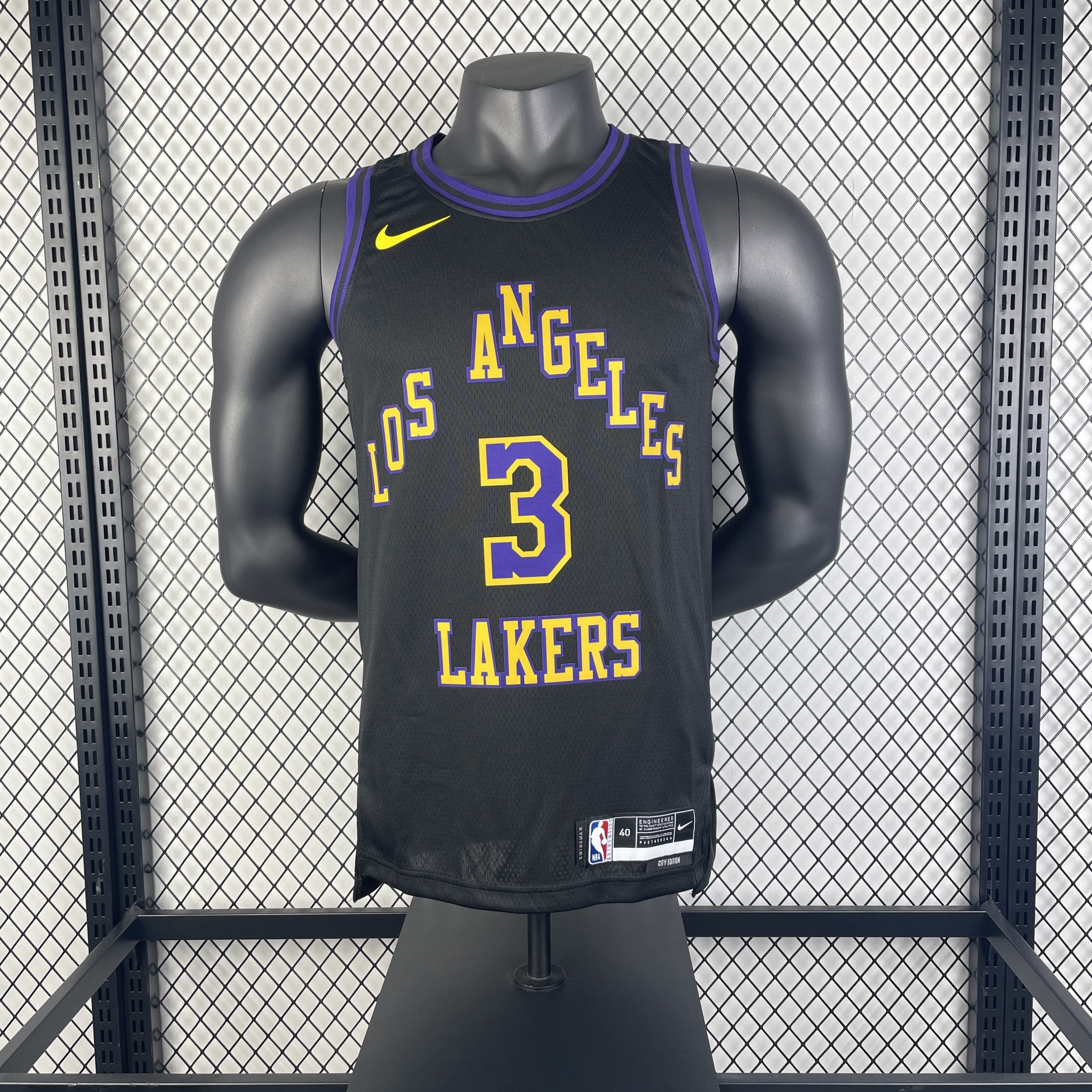 Men Los Angeles Lakers #3 Davis black 2025 NBA  jersey